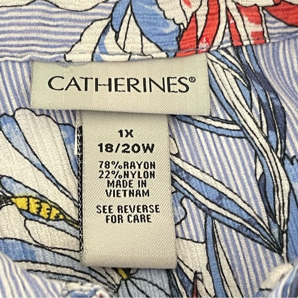 Catherines Pin Stripe Floral Sleeveless Top Shirt Women’s Plus Size 18/20 W - Picture 7 of 7